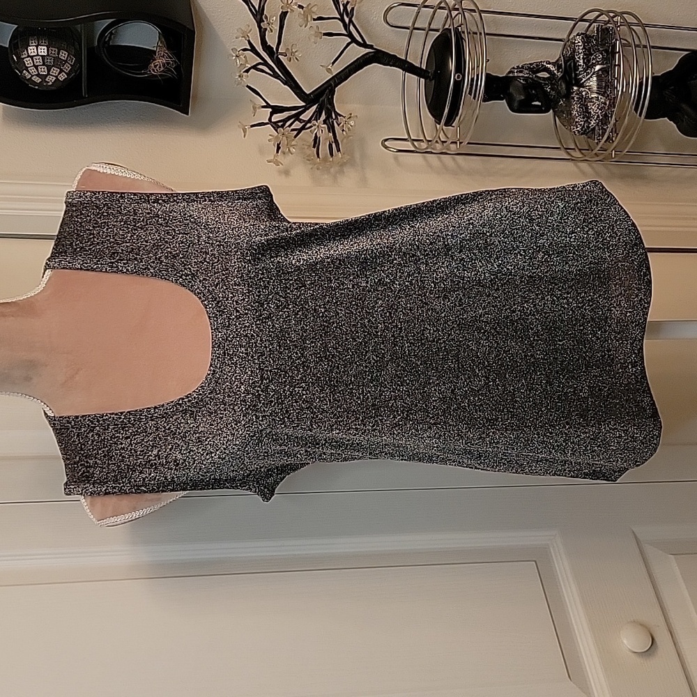 J Crew Silver Black Metallic Sleeveless Top, Size M, EUC!